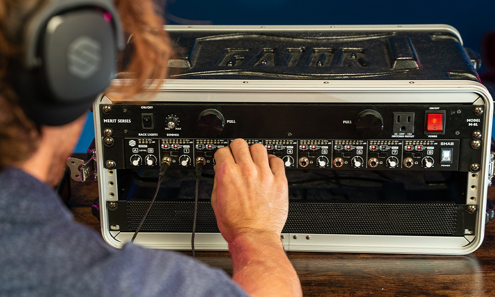 Sterling SHA8 8-channel rackmount headphone amplifier being setup.